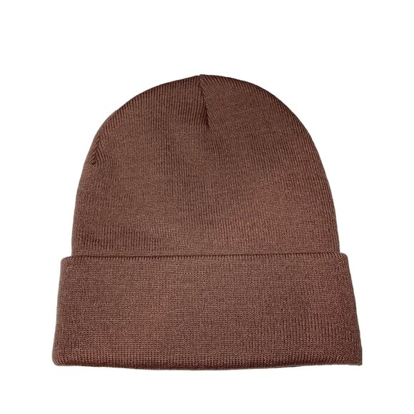 Yea.Nice Unisex Legend Knit Taupe Brown Dusty Rose Folded Beanie Hat Cap Winter - Picture 3 of 3